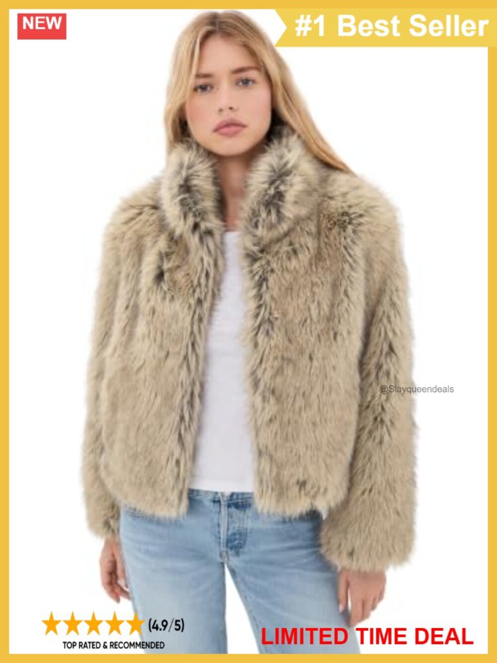 Faux Fur Jacket Long Sleeve Hook-and-Eye Placket Fall Layering Coat
